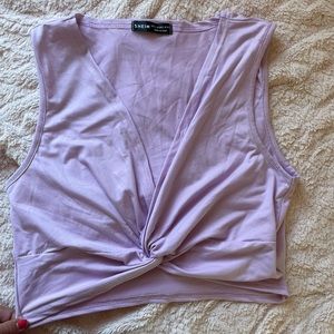 L light purple knot top